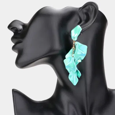 Fashnzfab Petal Cluster Vine Link Dangle Earrings - Turquoise In Blue