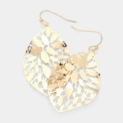 Fashnzfab Petal Filigree Brass Metal Dangle Earrings In Gold
