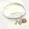 Fashnzfab Philippians 4:13 Religious Message Metal Bangle Bracelets - Three Tone In Multi