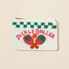Fashnzfab Pickle Baller Message Seed Beaded Mini Pouch Bag In Multi