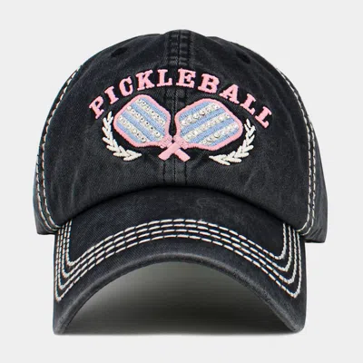 Fashnzfab Pickleball Double Paddle Embroidered Vintage Baseball Cap In Black
