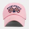Fashnzfab Pickleball Double Paddle Embroidered Vintage Baseball Cap In Pink