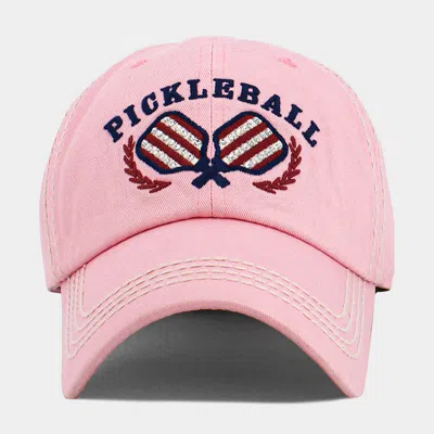 Fashnzfab Pickleball Double Paddle Embroidered Vintage Baseball Cap In Pink