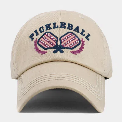 Fashnzfab Pickleball Double Paddle Embroidered Vintage Baseball Cap In Sand