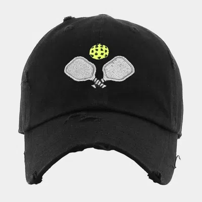 Fashnzfab Pickleball Paddle Ball Vintage Baseball Cap In Black