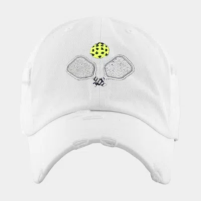 Fashnzfab Pickleball Paddle Ball Vintage Baseball Cap In White