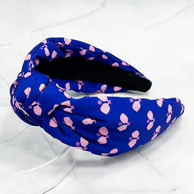 Fashnzfab Pickleball Pattern Printed Knot Headband In Blue