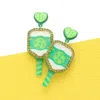 Fashnzfab Pickleball Racket Dangle Earrings - Green In Green