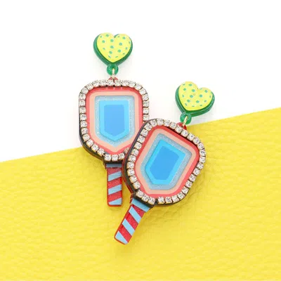 Fashnzfab Pickleball Racket Dangle Earrings - Multi