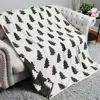 Fashnzfab Pine Tree Patterned Reversible Throw Blanket In Black