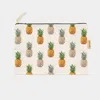 Fashnzfab Pineapple Pattern Printed Cotton Canvas Eco Pouch Bag In Multi