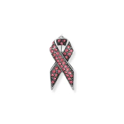 Fashnzfab Pink Crystal Fold Over Ribbon Fashion Pin In Multi
