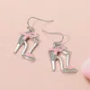 Fashnzfab Pink Ribbon Accent Rhinestone Paved High Heel Dangle Earrings - Light, Pink, Rhodium In Metallic