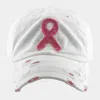 Fashnzfab Pink Ribbon Accented Vintage Baseball Cap In Multi