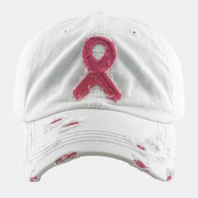Fashnzfab Pink Ribbon Accented Vintage Baseball Cap In Multi