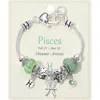 Fashnzfab Pisces - Horoscope Symbol Zodiac Charm Beaded Bracelet Green In Green