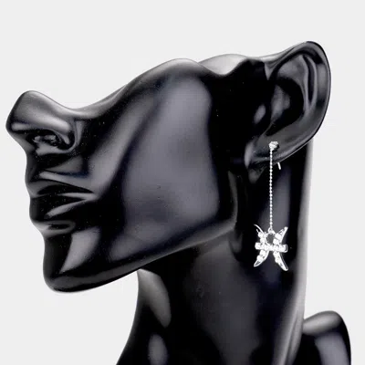 Fashnzfab Pisces - Zodiac Sign Dangle Earrings - Clear, Silver In Metallic
