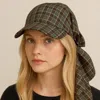 Fashnzfab Plaid Bow Back Scarf Baseball Cap In Green