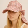 Fashnzfab Plaid Bow Back Scarf Baseball Cap In Pink