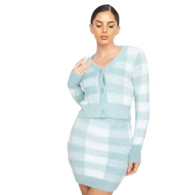 Fashnzfab Plaid Button-front Cropped Sweater Cardigan In Multi