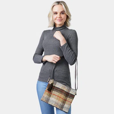 Fashnzfab Plaid Check Crossbody / Clutch Bag In Brown