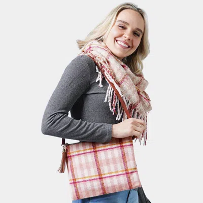Fashnzfab Plaid Check Crossbody / Clutch Bag In Pink