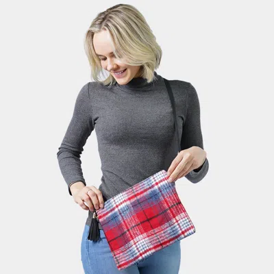 Fashnzfab Plaid Check Crossbody / Clutch Bag In Red