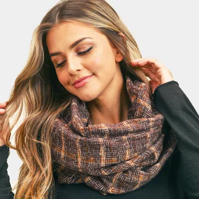 Fashnzfab Plaid Check Infinity Scarf In Brown