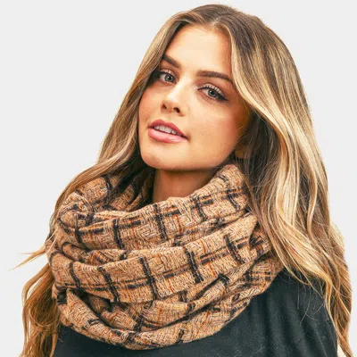 Fashnzfab Plaid Check Infinity Scarf In Gray