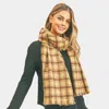 Fashnzfab Plaid Check Lurex Oblong Scarf In Brown