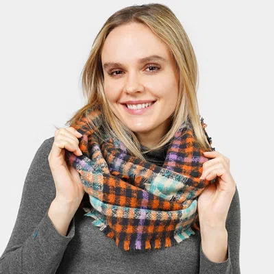 Fashnzfab Plaid Check Patterned Infinity Scarf In Multi