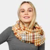 Fashnzfab Plaid Check Patterned Infinity Scarf In Yellow