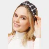 Fashnzfab Plaid Check Patterned Knot Burnout Headband In Black