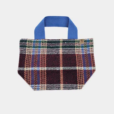 Fashnzfab Plaid Check Patterned Small Tote Bag In Purple