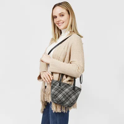 Fashnzfab Plaid Check Patterned Tote / Crossbody Bag In Black
