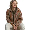 Fashnzfab Plaid Collar Button Down Overshirt With Front Pockets In Multi