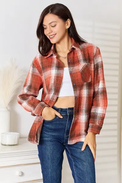Fashnzfab Plaid Collared Neck Long Sleeve Shirt In Black