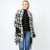 Fashnzfab Plaid Lurex Oblong Scarf / Shawl In Green