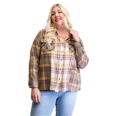 Fashnzfab Plaid Mix Button Down Shirt In Multi