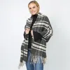 Fashnzfab Plaid Oblong Scarf/shawl In Black