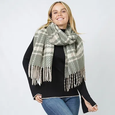Fashnzfab Plaid Oblong Scarf/shawl In Multi