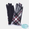 Fashnzfab Plaid Pattern Smart Touch Gloves In Gray