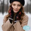 Fashnzfab Plaid Pattern Smart Touch Gloves In Red