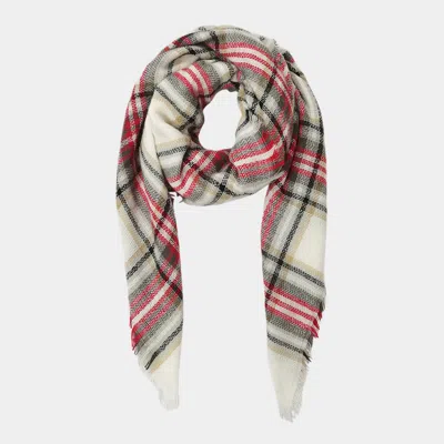 Fashnzfab Plaid Scarf In White
