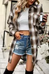 Fashnzfab Plaid Single Pocket Button Down Loose Outerwear