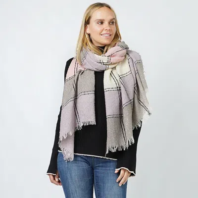 Fashnzfab Plaid Slub Woven Oblong Scarf In Purple