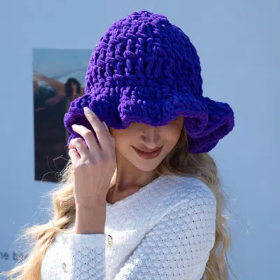 Fashnzfab Plain Chunky Crochet Bucket Hat In Purple