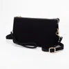 Fashnzfab Plain Faux Suede Crossbody Clutch Bag In Black