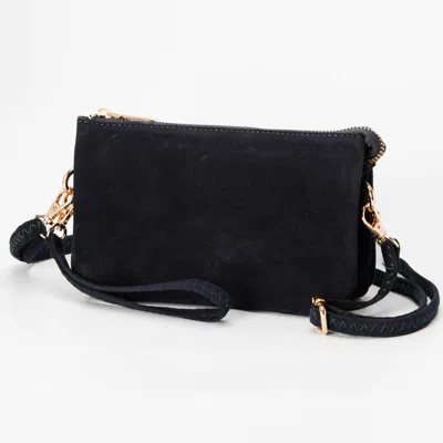 Fashnzfab Plain Faux Suede Crossbody Clutch Bag In Blue