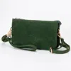 Fashnzfab Plain Faux Suede Crossbody Clutch Bag In Green